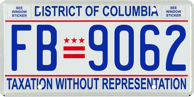 DC license plate FB9062