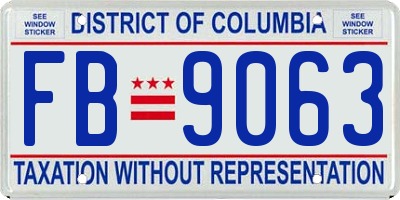 DC license plate FB9063