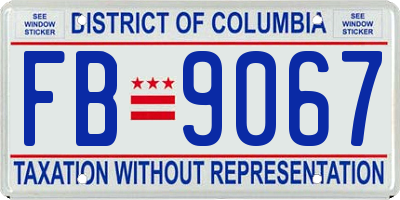 DC license plate FB9067