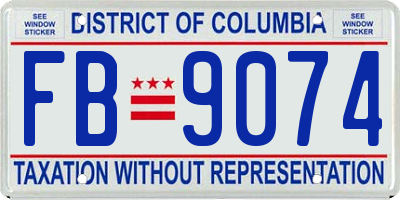 DC license plate FB9074