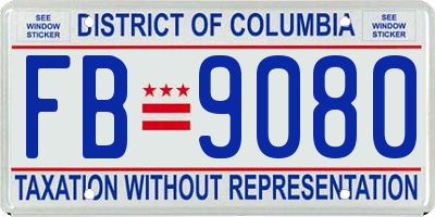 DC license plate FB9080