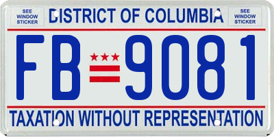 DC license plate FB9081