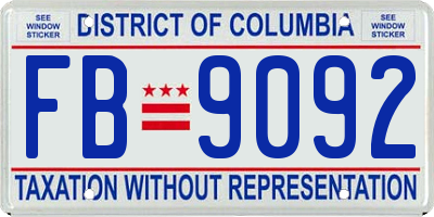 DC license plate FB9092