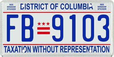 DC license plate FB9103