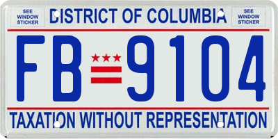 DC license plate FB9104