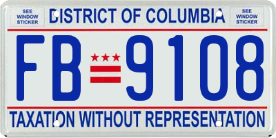 DC license plate FB9108