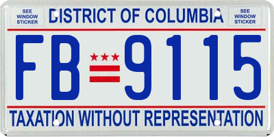 DC license plate FB9115