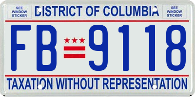 DC license plate FB9118