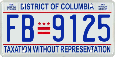 DC license plate FB9125