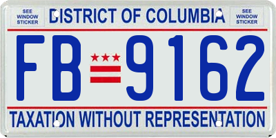 DC license plate FB9162