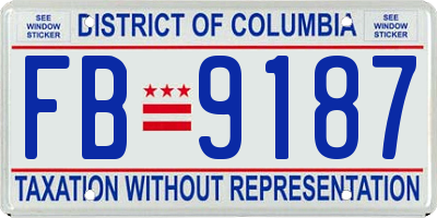 DC license plate FB9187