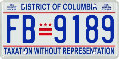 DC license plate FB9189