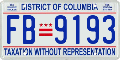 DC license plate FB9193