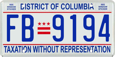 DC license plate FB9194