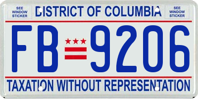 DC license plate FB9206