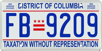 DC license plate FB9209