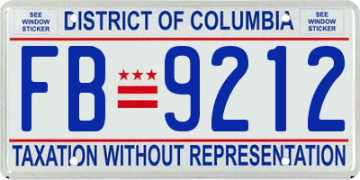 DC license plate FB9212