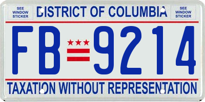 DC license plate FB9214