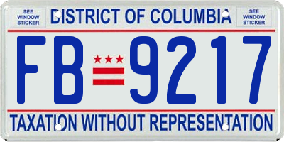 DC license plate FB9217