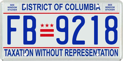 DC license plate FB9218