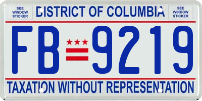 DC license plate FB9219