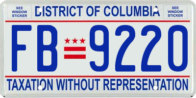 DC license plate FB9220