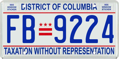 DC license plate FB9224