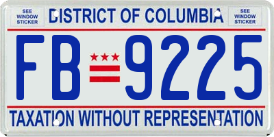 DC license plate FB9225