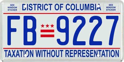 DC license plate FB9227