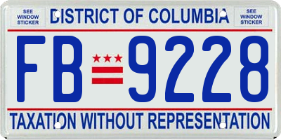 DC license plate FB9228