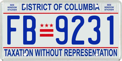 DC license plate FB9231