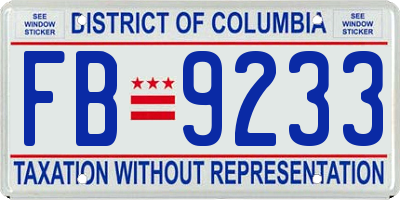 DC license plate FB9233