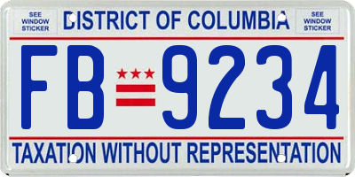 DC license plate FB9234