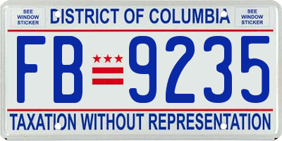 DC license plate FB9235