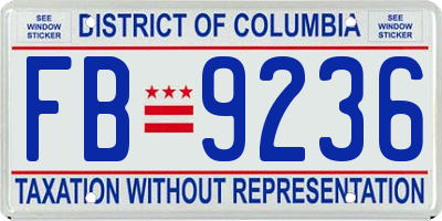 DC license plate FB9236