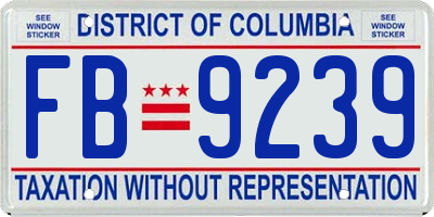 DC license plate FB9239