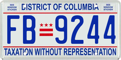 DC license plate FB9244