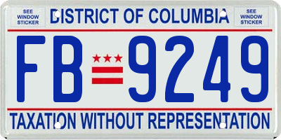 DC license plate FB9249