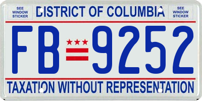 DC license plate FB9252