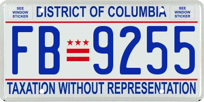 DC license plate FB9255