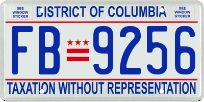 DC license plate FB9256