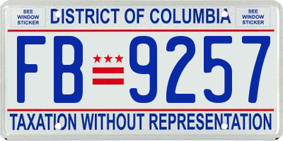 DC license plate FB9257