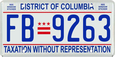 DC license plate FB9263