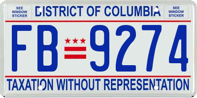 DC license plate FB9274