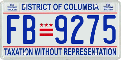 DC license plate FB9275