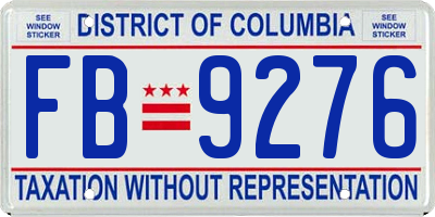 DC license plate FB9276