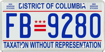 DC license plate FB9280