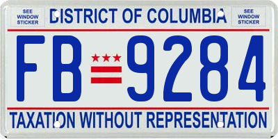 DC license plate FB9284