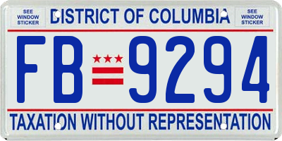 DC license plate FB9294