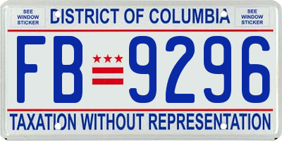 DC license plate FB9296